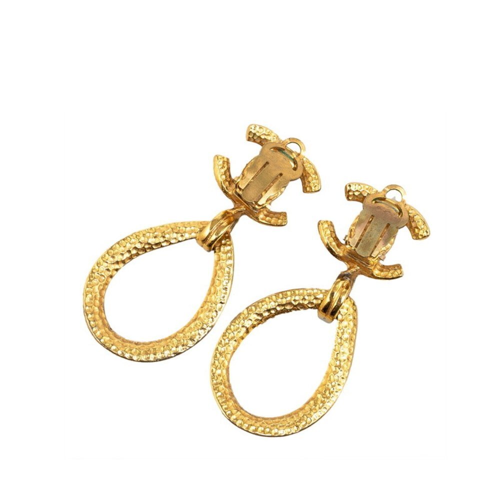 CHANEL Authentic Gold Logo Earrings - Picture 3 of 5